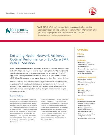 Kettering Health Network Achieves Optimal ... - F5 Networks