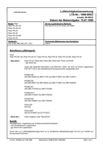 LufttÃƒÂ¼chtigkeitsanweisung LTA-Nr.: 1996-095/3 - Luftfahrt-Bundesamt