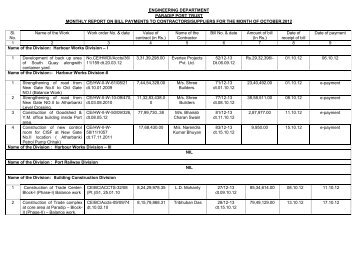 engineering department paradip port trust monthly report on bill ...