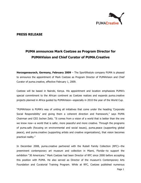 puma press release