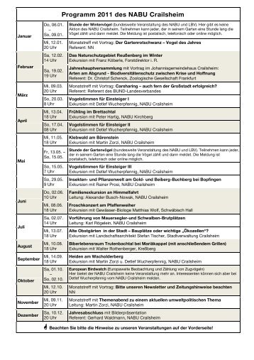 Programm 2011 des NABU Crailsheim - NABU Kreisverband ...