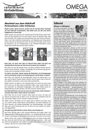 Editorial - Reformierte Kirche Brittnau