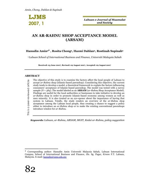 an ar-rahnu shop acceptance model - Universiti Malaysia Sabah