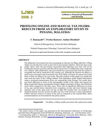 PROFILING ONLINE AND MANUAL TAX FILERS: RESULTS FROM ...