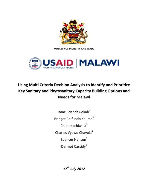MCDA Final Report Malawi - Standards and Trade Development