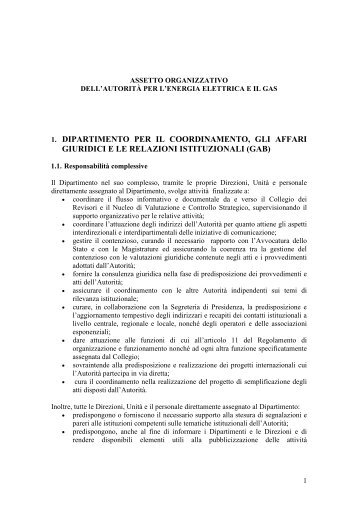 Assetto organizzativo - AutoritÃ  per l'energia elettrica e il gas