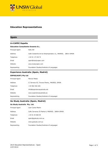 MAR019 SPAIN - UNSW Global Pty Limited