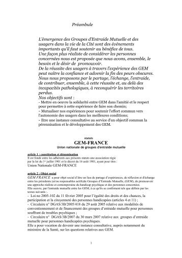 Statuts - Union Nationale GEM FRANCE