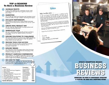 BUSINESS REVIEWS - Sysco Food Services of Hampton Roads, Inc.