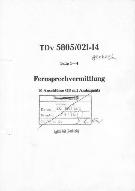 TDv 5805/021-14 - Klaus Paffenholz