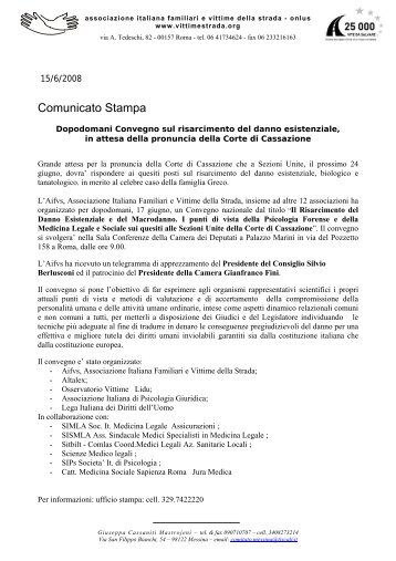 Comunicato Stampa - Associazione Italiana Familiari e Vittime della ...