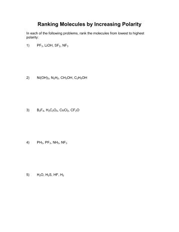 Ranking Molecules by Increasing Polarity