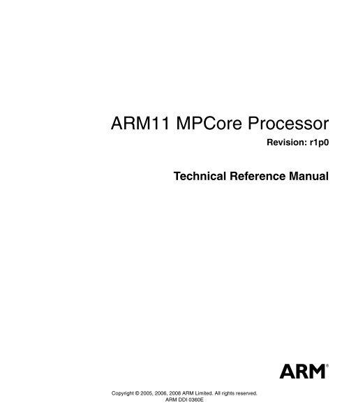 ARM11 MPCore Processor - ARM Information Center