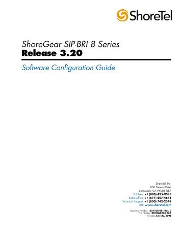ShoreGear SIP-BRI 8 Software Configuration ... - Support - ShoreTel