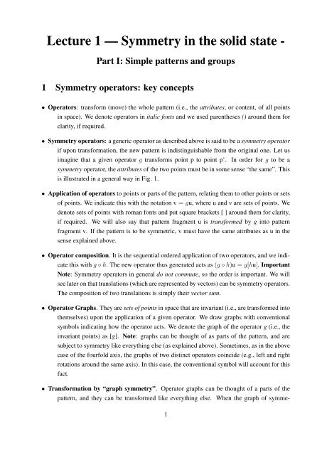 Lecture 1 A Symmetry In The Solid State