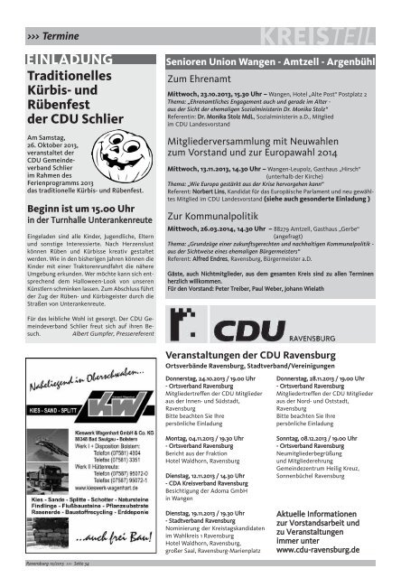 Oktober 2013 - CDU Kreisverband Ravensburg