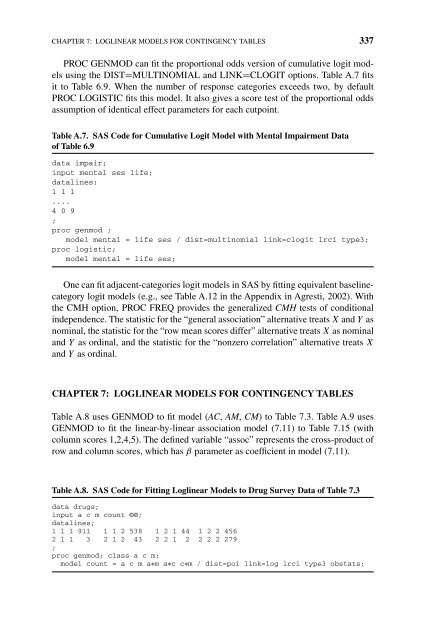 Introduction to Categorical Data Analysis