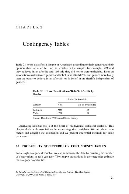 Introduction to Categorical Data Analysis