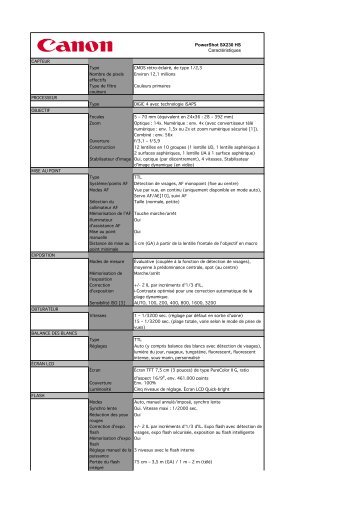 Télécharger Fiche Technique du CANON SX230  HS Noir - Cobrason