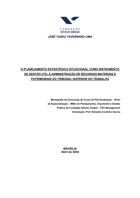 josÃ© tadeu tavernard lima o planejamento estratÃ©gico ... - TST
