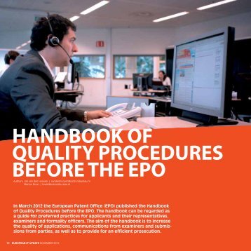 HANDBOOK OF QUALITY PROCEDURES BEFORE THE EPO