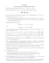 Math 260 Review questions for Multivariable ... - Gilles Cazelais