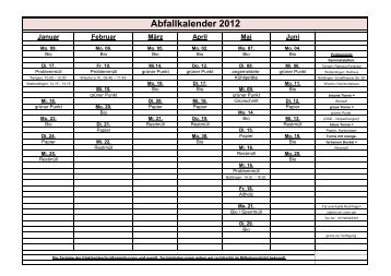 Abfallkalender 2012 - Tengen