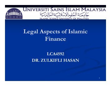 Legal Aspects of Islamic Finance