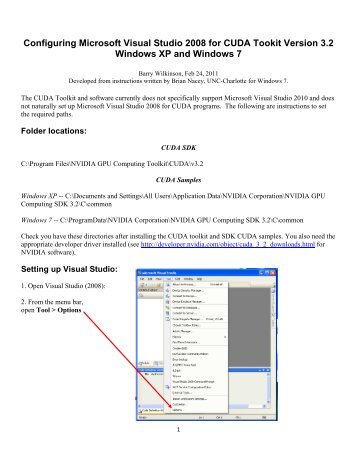 Configuring Microsoft Visual Studio 2008 for CUDA Tookit Version ...