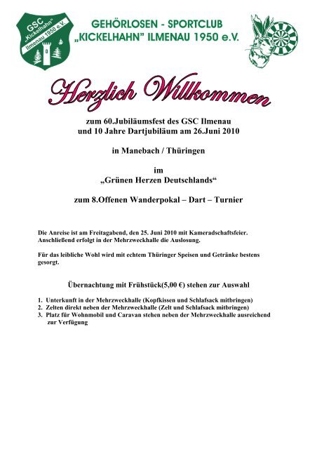 zum 60.Jubiläumsfest des GSC Ilmenau und 10 Jahre Dartjubiläum ...