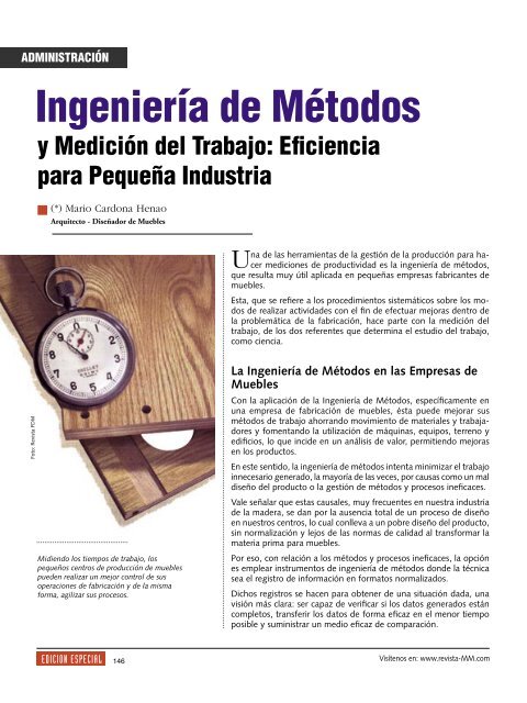 IngenierÃa de MÃ©todos (PDF: 424 Kb) - Revista El Mueble y La Madera