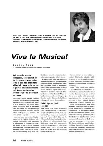 MERIKE TORO: Viva la Musica! - Haridus