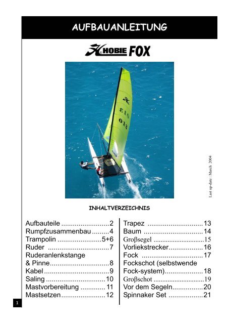 AUFBAUANLEITUNG - Hobie Cat