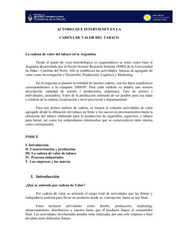 Actores que intervienen en la cadena de valor del tabaco