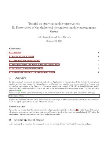 R tutorial: Preservation of the cholesterol biosynthesis module ...