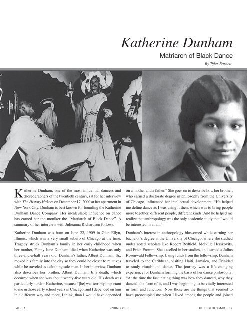 Katherine Dunham - The HistoryMakers
