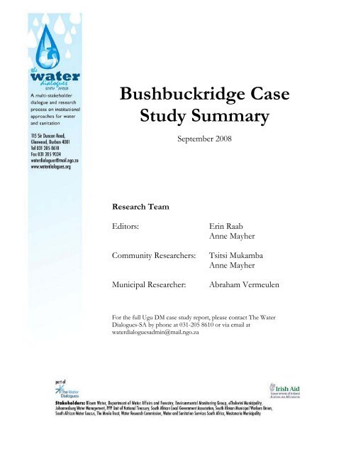 Bushbuckridge Case Study Summary - The Water Dialogues