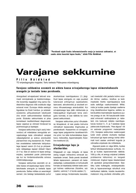 Varajane sekkumine (Pille Häidkind - Haridus