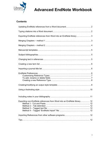 Advanced EndNote Workbook - Library