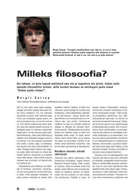 Milleks filosoofia? - Haridus