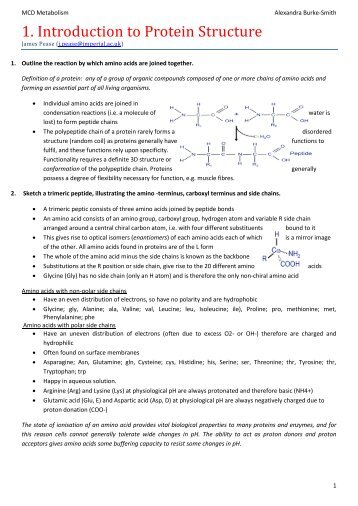 1. Introduction to Protein Structure