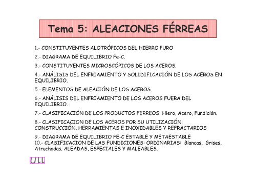 Tema 5: ALEACIONES FÉRREAS - V.Espino