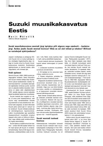 Suzuki muusikakasvatus Eestis - Haridus