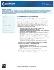 Equipment Maintenance Plans - Life Cycle Engineering