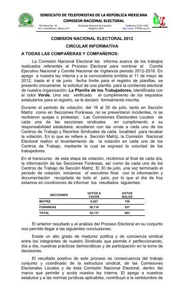 Circular Final ComisiÃ³n Nacional Electoral - STRM