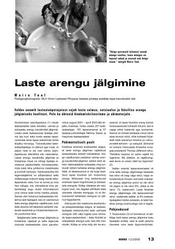 Laste arengu jälgimine - Haridus