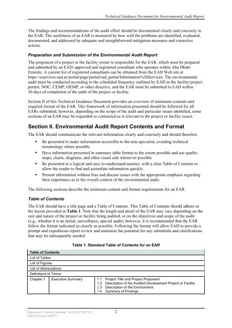 Technical Guidance Document for Environmental Audit Reports