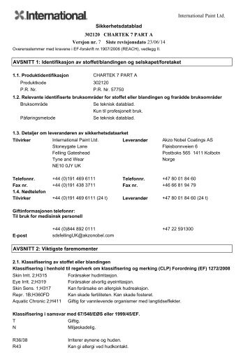 International Paint Ltd. Sikkerhetsdatablad 302120 CHARTEK 7 ...