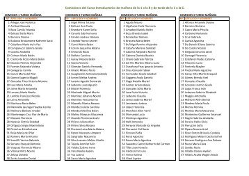 Comisiones del Curso Introductorio 2012. Turnos maÃ±ana y tarde