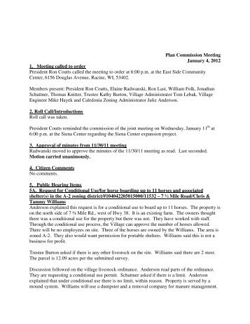 Planning Commission Minutes 01/04/2012 - Village of Caledonia